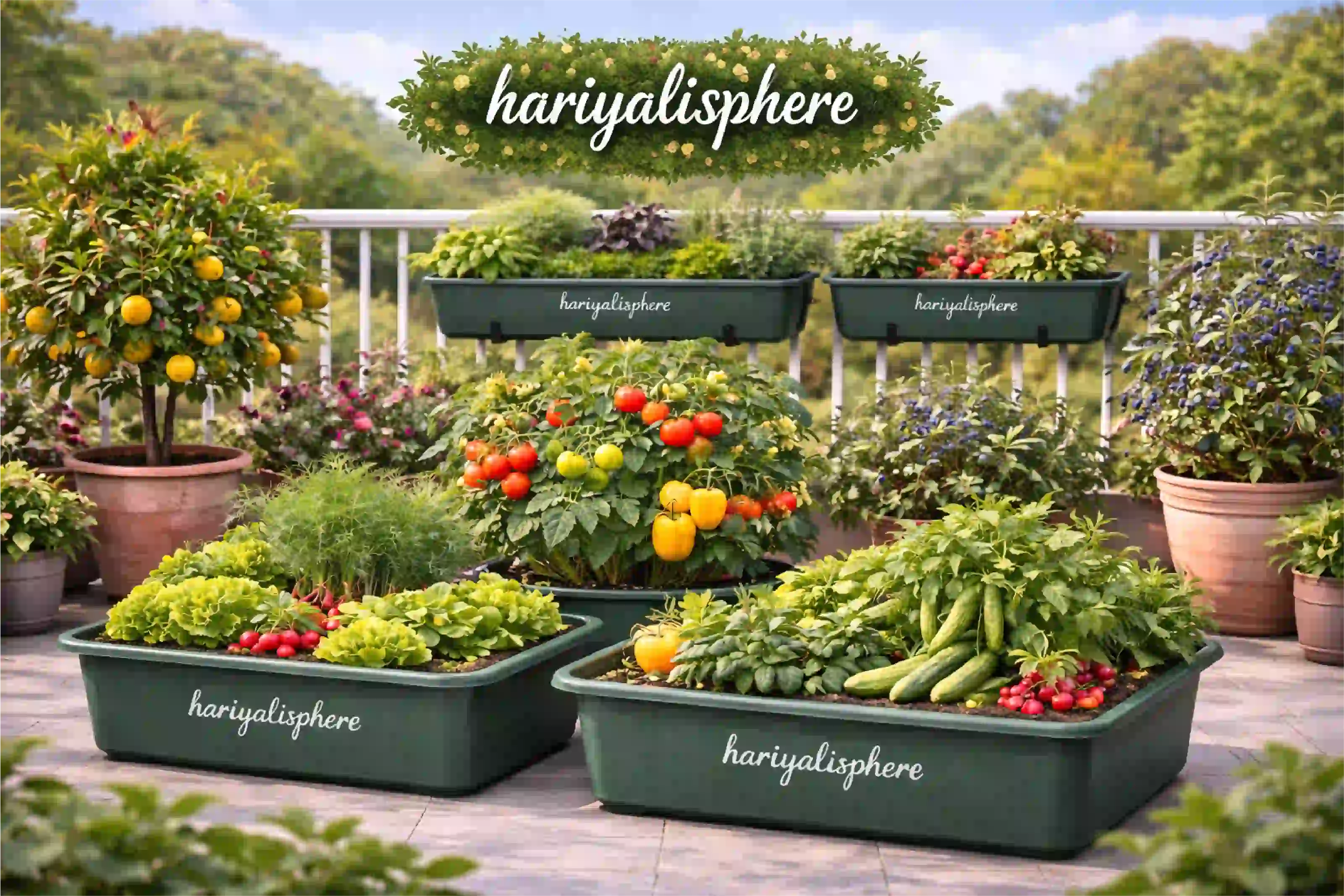 Railing planters with lush growth